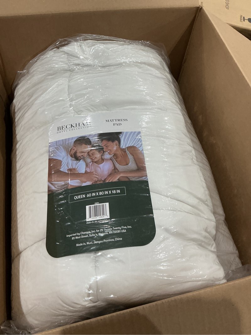 Condition photo showing As Is for beckham hotel collection queen size mattress pad (extra padded) & protector hybrid - quilted pillow top mattress cover - thick, plush, fitted mattress topper for bed