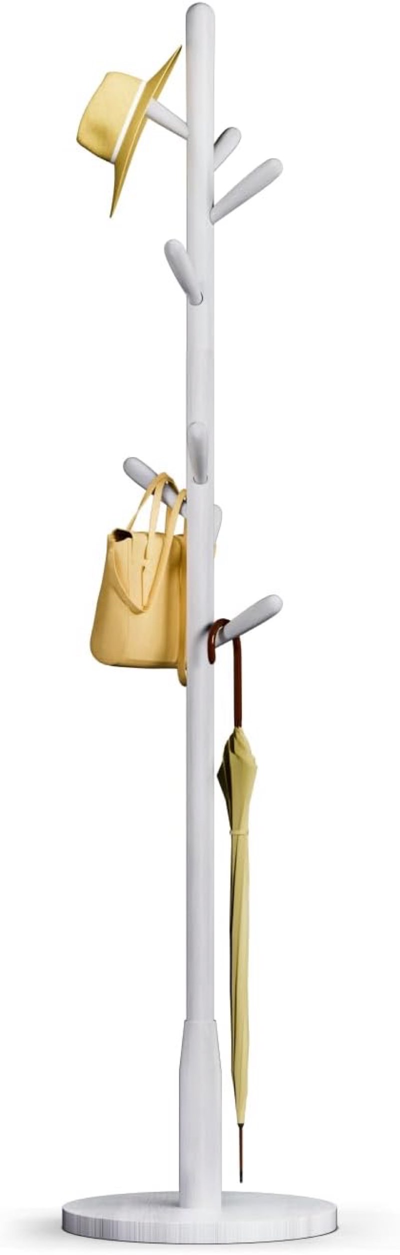 Awatiwa Solid Wood Square Base Coat Rack, Free Standing Hall Coat Tree with 8 Hooks?+2 spare for Coa