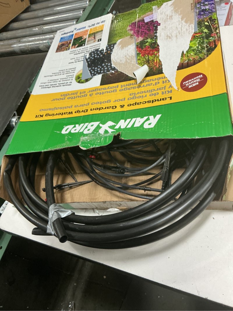 Condition photo showing As Is for rain bird lnddripkit drip irrigation landscape/garden watering kit with drippers, micro-bubblers, micro-sprays standard kit landscape/garden kit