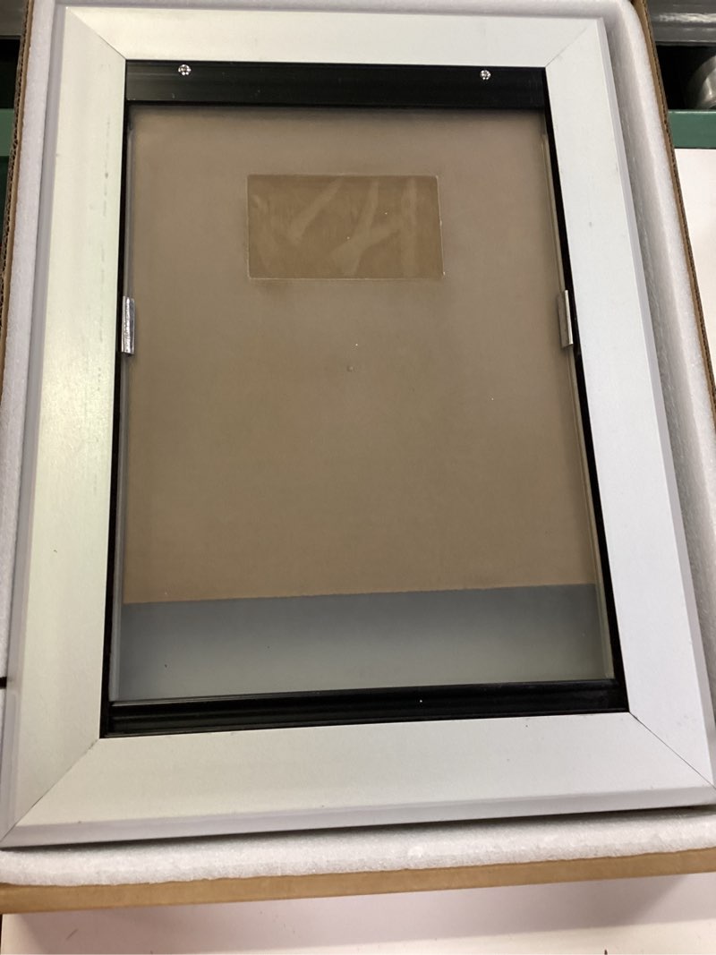 Condition photo showing As Is for vevor 2-flaps dog door, with aluminum frame, metal closing panel and lock, strong and weatherproof dog door for interior and exterior doors, easy in-and-out access for doggies (white-medium) for door medium-2 flap