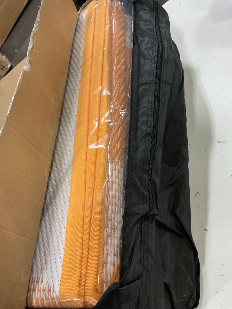 Condition photo showing Good Condition for garvee outdoor rug 9x12 waterproof patio rugs with boho sun pattern, reversible plastic straw camping rugs outdoor indoor rv mat carpet for deck, backyard, picnic, porch, balcony, beach, orange orange 9' x 12' (rectangular)