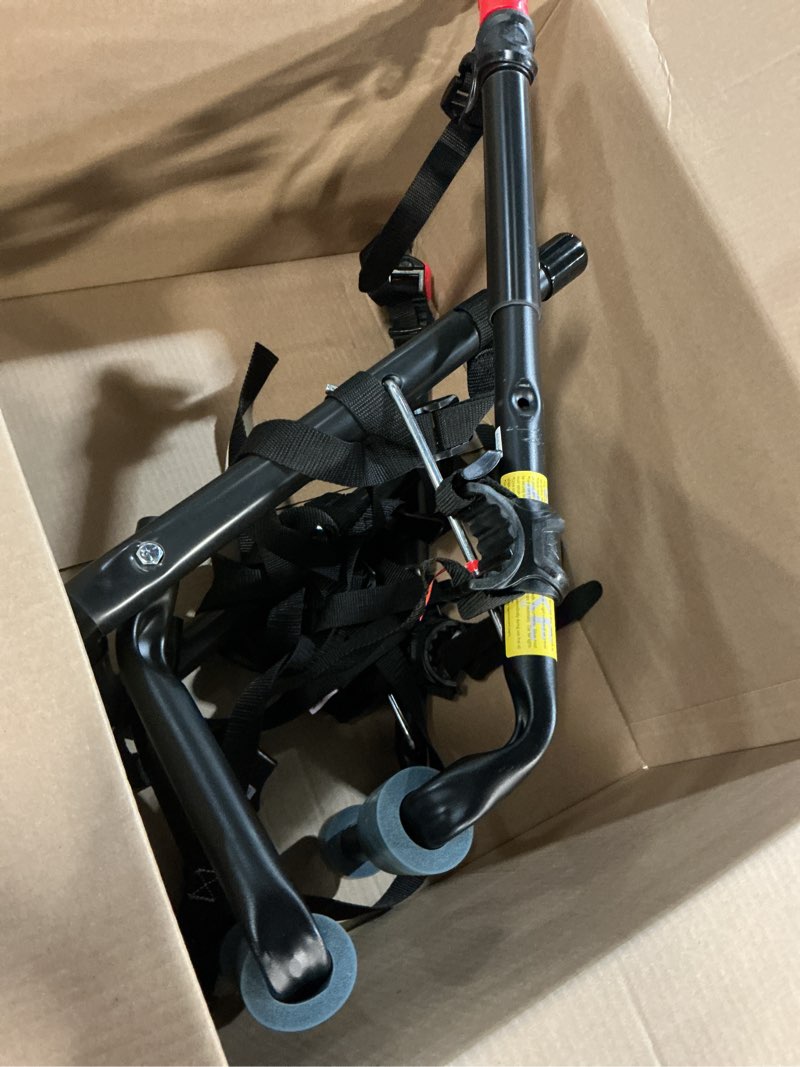 Condition photo showing Good Condition for allen sports deluxe 2-bike trunk mount rack, model 102dn-r, black 2-bike bike rack red/ black