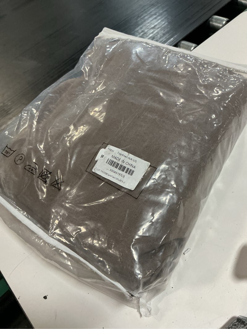 Condition photo showing Good Condition for topfinel dark flax pinch pleated linen curtains 120 inch length 2 panels for living room bedroom semi sheer window curtain boho neutral back tab pinch pleat drape with hooks 120 inches long