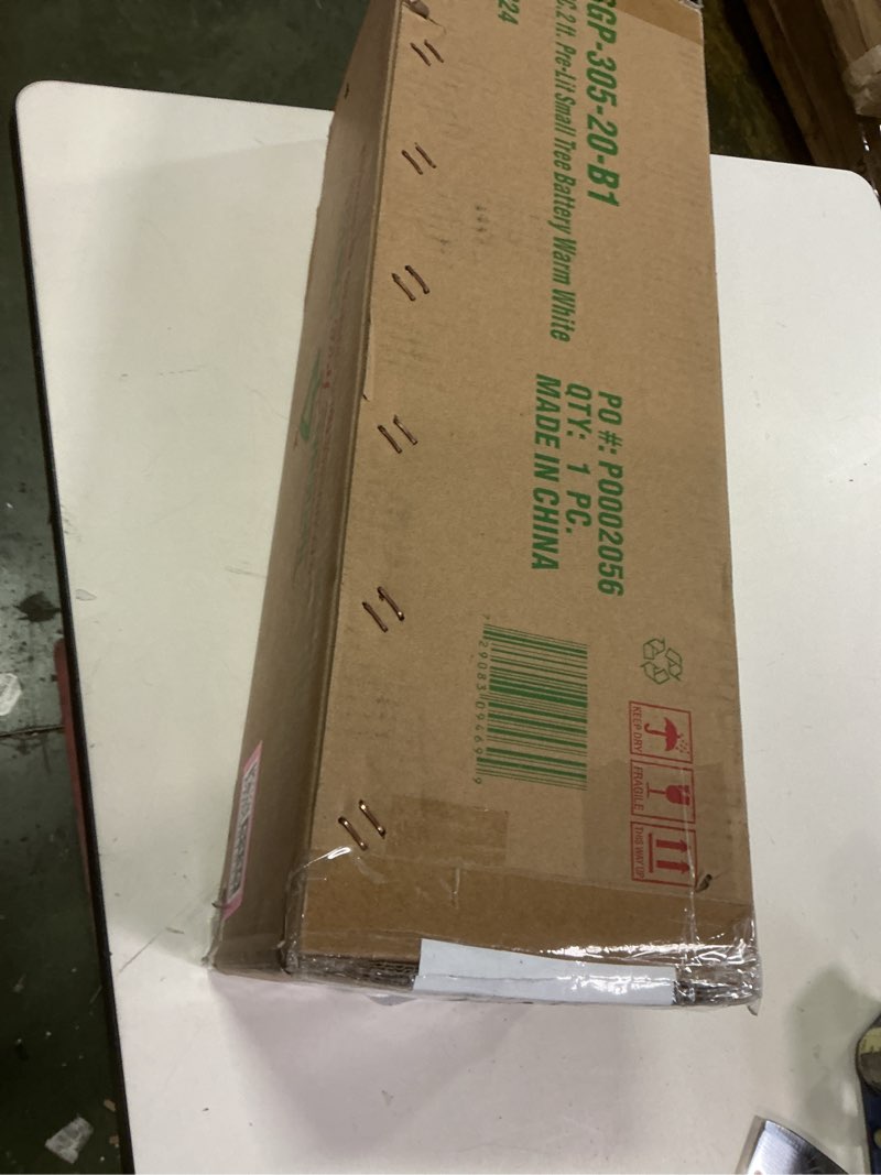 Condition photo showing New/Like New for National Tree Company Pre-Lit Artificial Christmas Tree, Green, Snowy Glacier Pine, White LED Lights, Decorated with Pine Cones, Berry Clusters, Includes Cloth Bag Base, 24 Inches