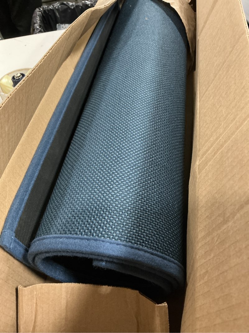 Condition photo showing Good Condition for lekeepgo door mat 24"x47", non slip door mat indoor entrance, rubber backing front indoor doormat washable absorbent low-profile entryway entry resist dirt inside door mats, cyan blue 1'11" x 3'11" (rectangular) cyan blue
