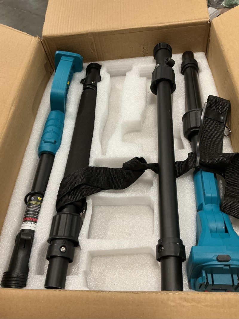 Condition photo showing As Is for only extendable pole saw, extension pole rotatable pole 14ft max reach with shoulder strap,tool-free installation compatible 21v shintyool battery,for high altitude operations(no chainsaw and battery)