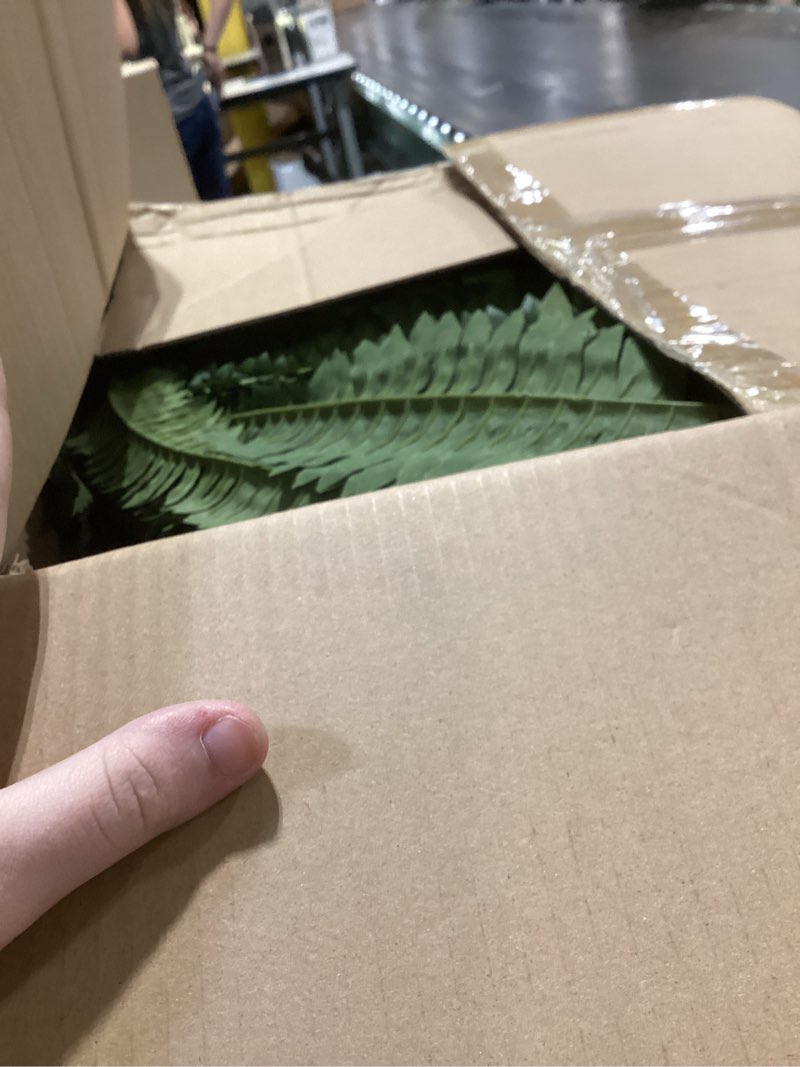 Condition photo showing Good Condition for martine mall 2pcs 48''/ 88 leaves xxl large fake ferns artificial ferns for outdoors, uv resistant faux boston fern for outdoor planter realistic hanging artificial fake plants for porch patio 2 pcs green