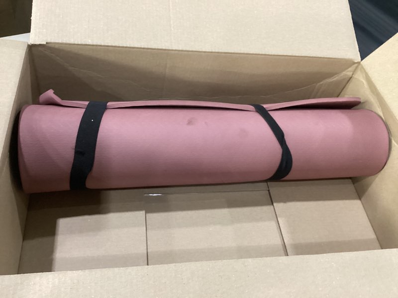 Condition photo showing As Is for **used**yoga mat extra thick 8mm 72\" x 26\" exercise mat, soft lightweight tpe fitness mat with strap, high elasticity, anti-fatigue,non-slip mat for women, yoga, camping, travel, gym & outdoor | 0.32\"th