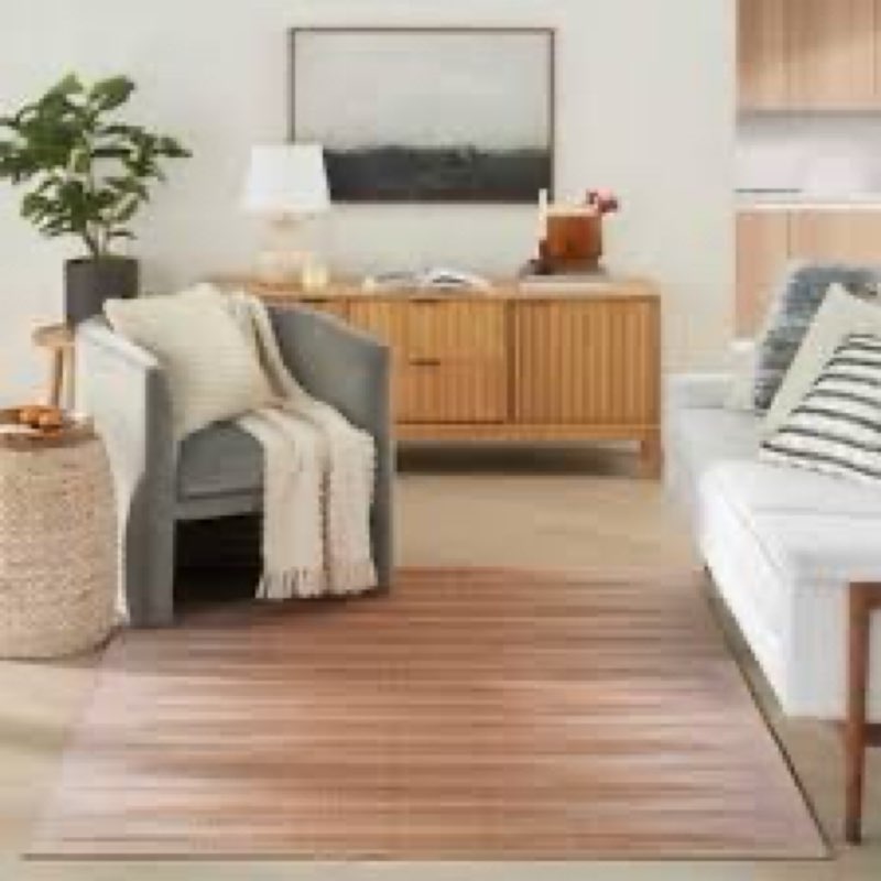 Brown White Ombre Area Rug 2.7 x 5, Vintage Farmhouse Abstract Striped Washable Bedroom Rug Non-Slip Kitchen Rugs Non Shedding Floor Cover Mat for Living Room Dining Room Nursery Outdoor Carpet