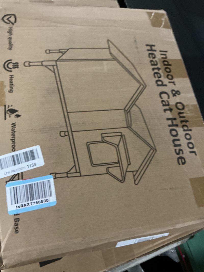 Condition photo showing Good Condition for Heated Outdoor Cat House Weatherproof for Winter - Extra Large Heated Cat House for Outside Waterproof, Elevated Base, Escape Door, Insulated Outdoor Cat Shelter for Multiple Cats Feral Stray Kitty Heated-Brown-XL01