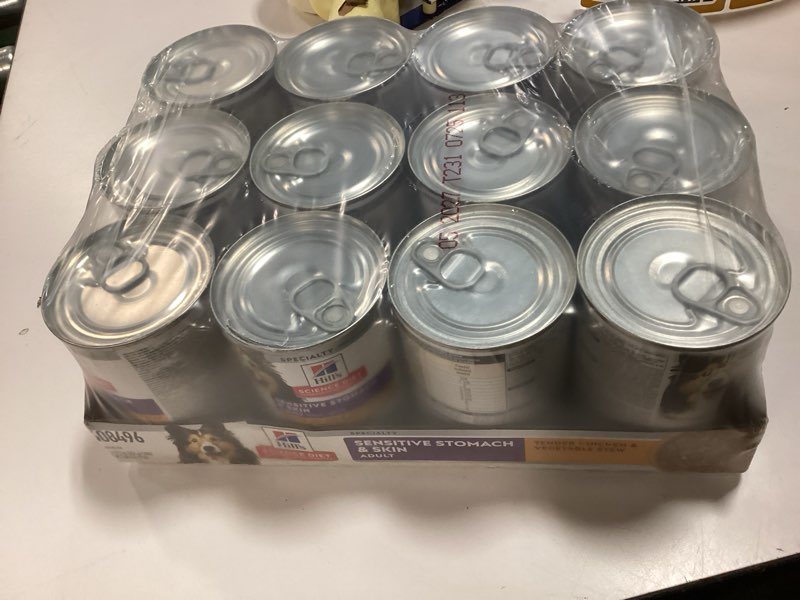 Condition photo showing New/Like New for Hill's Science Diet Adult Sensitive Stomach & Skin Tender Chicken & Vegetable Stew Canned Dog Food, 12.5 oz., Case of 12