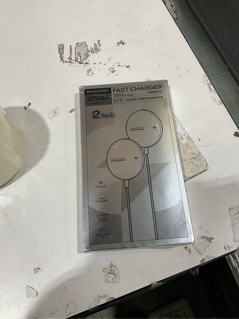 Condition photo showing Good Condition for movespeed qi2.2 25w magnetic wireless charger 2 pack, magsafe fast charging pad, compatible with iphone 17/16/15/14/13/12 series, airpods pro/4/3/2,samsung galaxy and more(black) 2 pack black