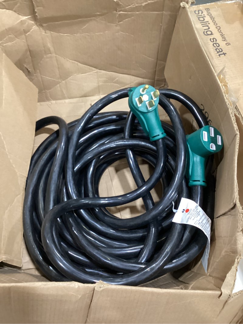 Condition photo showing Good Condition for 50 amp generator cord, 50ft 50 amp rv extension cord with twist lock, generator cord 50a 4 prong green, nema 14-50p/ss2-50r heavy duty 6/3+8/1 awg stw wire for rv camper & generator to house 50ft green