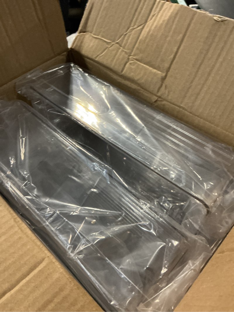 Condition photo showing New/Like New for set of 8 clear plastic storage bins, 4 large and 4 small stackable storage containers for pantry organization and kitchen storage bins,home edit and cabinet organizers w-01