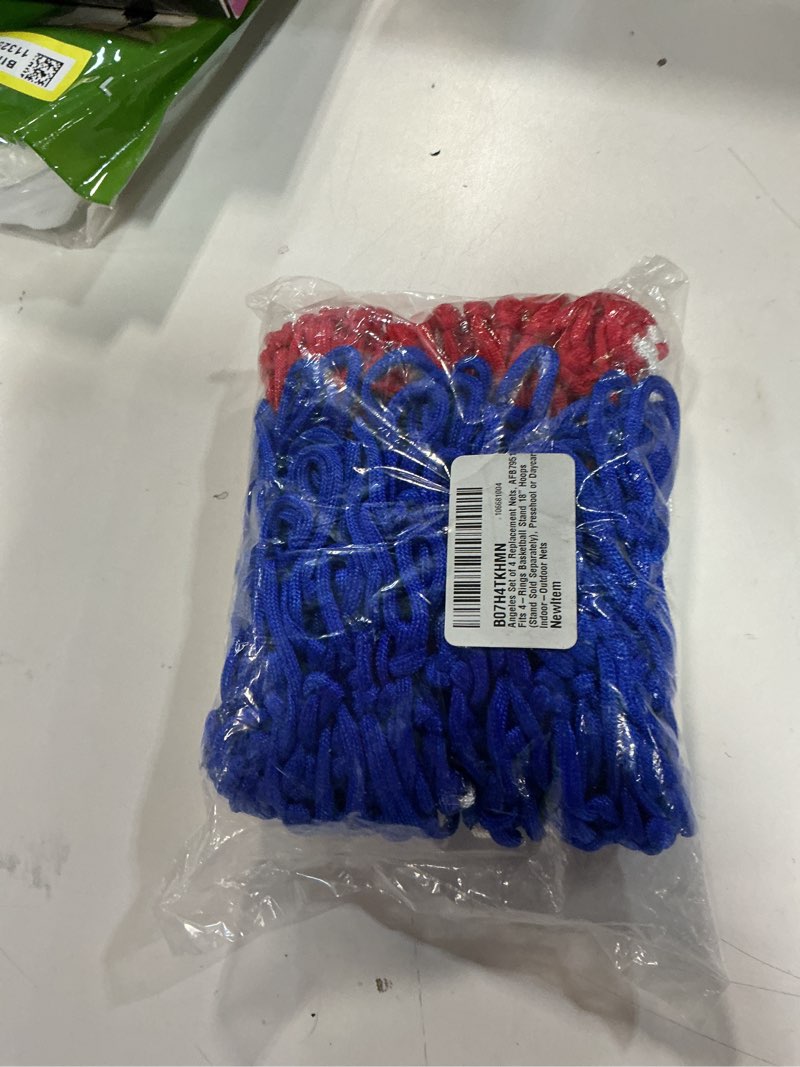 Condition photo showing New/Like New for Children’s Factory Set of 4 Replacement Nets, AFB7951, Fits 4-Rings Basketball Stand 18" Hoops (Stand Sold Separately), Preschool or Daycare Indoor-Outdoor Nets