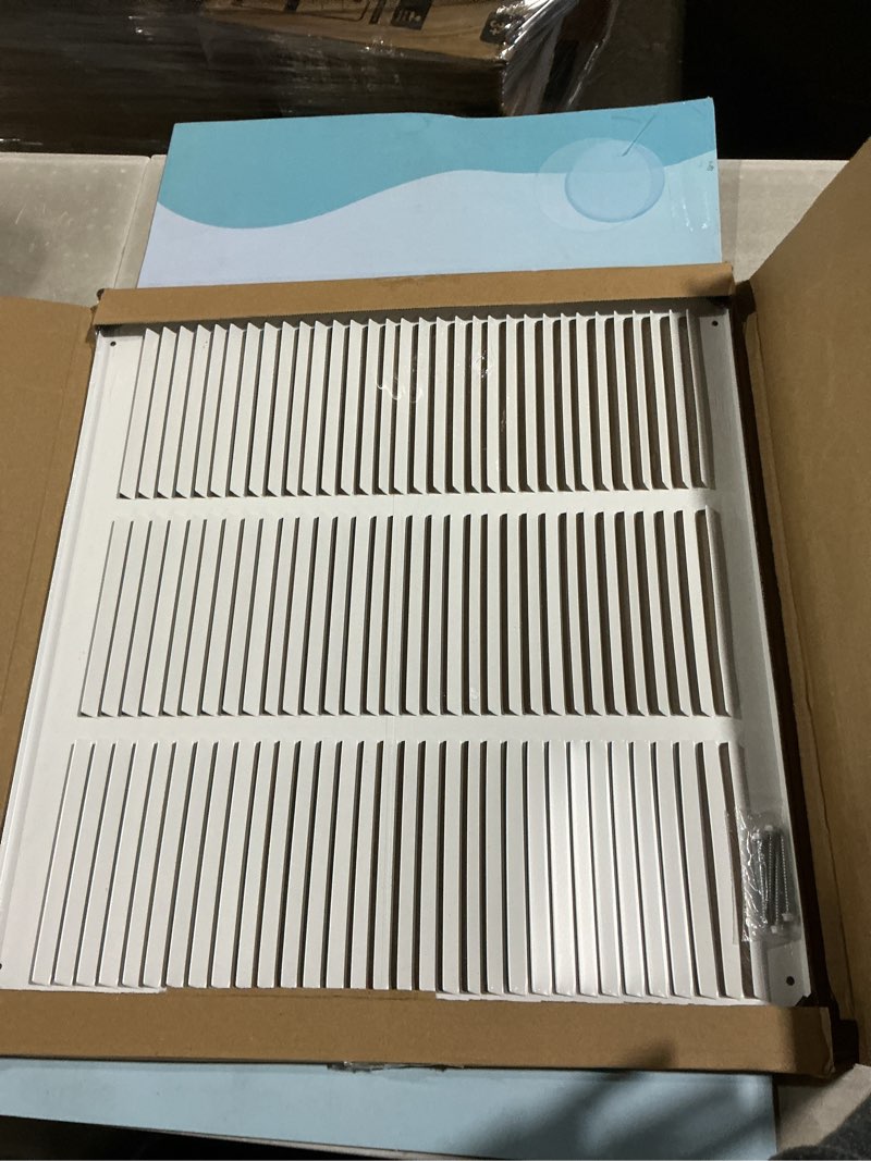 Condition photo showing Good Condition for 16"x16" duct opening return air grille,air return vent cover grill for sidewall and ceiling,solid steel ac vent cover hvac cold air intake grille without filter house,outer dimension:17.75wx17.75"h for 16''w×16''h-duct opening