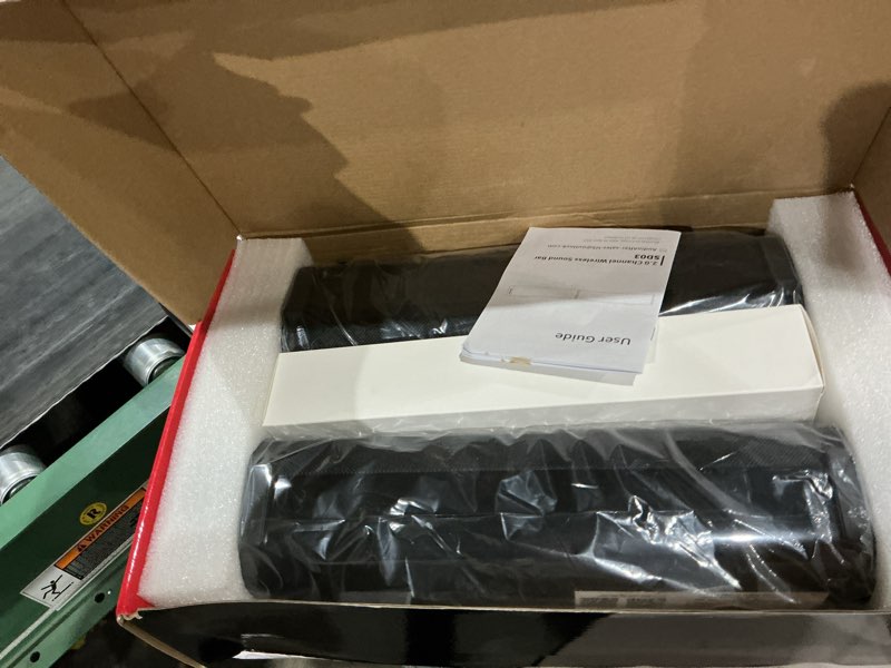 Condition photo showing Good Condition for Puriom Sound Bar for Smart TV, 100W Sound Bar with Bluetooth 5.3/ARC/Opt/AUX Connect, 2-in-1 Detachable Home Soundbar, Home Theater Speaker & Bass Effect, for TV/PC/Projectors Black