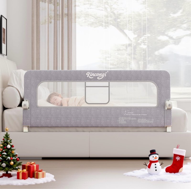 Bed Rail for Toddlers, 59 Inch Swing Down Toddler Bed Rails with Wider U-Shape Base, Breathable Baby Bed Rail Guard for King, Queen, Full, Twin Bed Rail for Baby