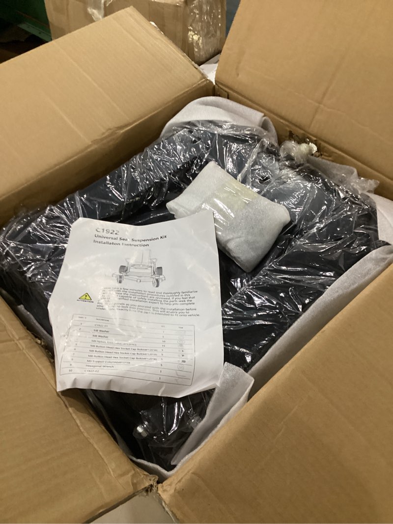 Condition photo showing As Is for universal seat suspension kit without seat slider fit for zero turn lawn mower, tractor, forklift, compatible with most aftermarket seats-same day shipping
