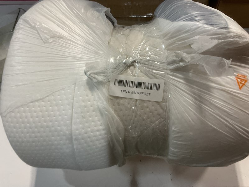 Condition photo showing Good Condition for osteo sustained cervical health neck pillow, contour zoned design ergonomic pillow for pain relief, no-temperature affected memory foam pillows, cooling pillow support side, back, stomach sleeper dark gray