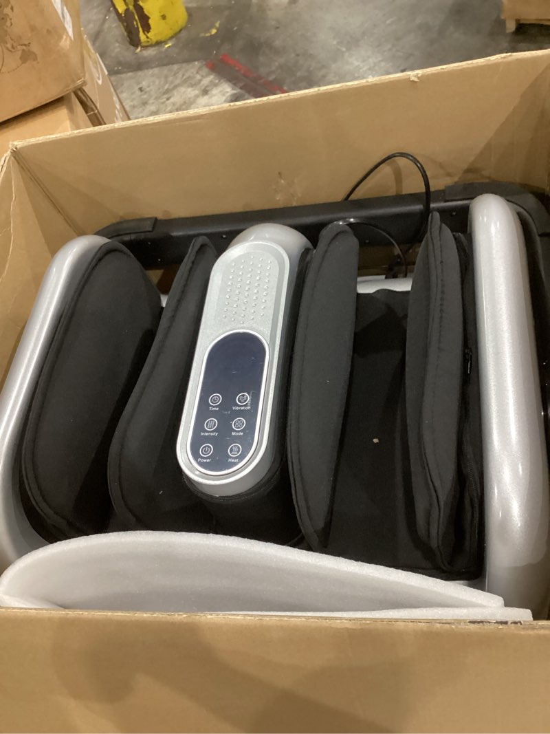 Condition photo showing Good Condition for shiatsu foot massager machine with heat : deep kneading calf massager with vibration for plantar fasciitis, neuropathy, pain relief, circulation - for home and office use silver