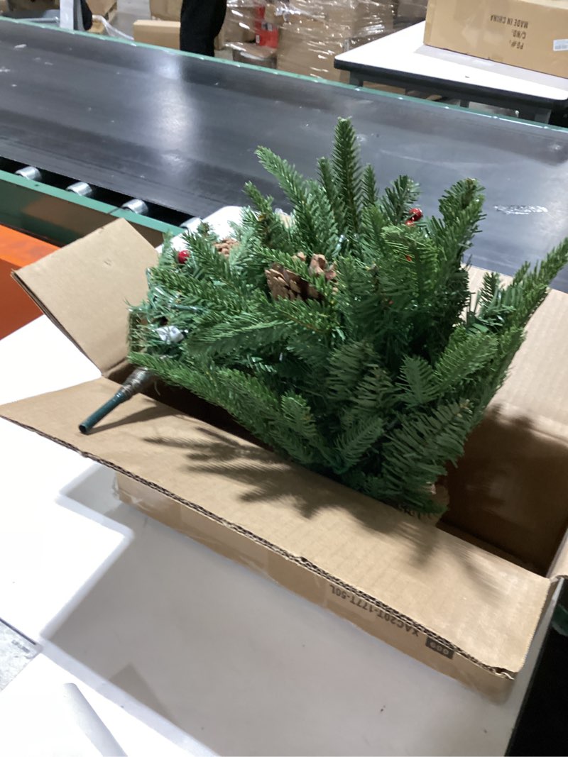 Condition photo showing As Is for 2ft Table Top Christmas Tree Prelit,Mini Artificial Christmas Tree with 50 Lights(8 Modes)&177 Tips&5 Berries& 5 Pinecones,Small Tabletop Xmas Tree with Burlap Base for Christmas Table Décor