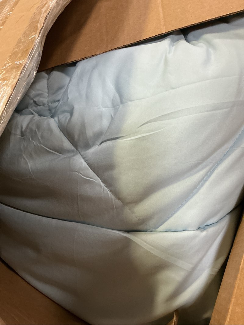 Condition photo showing As Is for CozyLux Queen Comforter Set Light Blue - Bed in a Bag Queen Size 7 Pieces, Luxury Soft Bed Set for All Seasons, Bedding Set with Down Alternative Comforter, Sheets, Pillowcases & Shams Light Blue Queen
