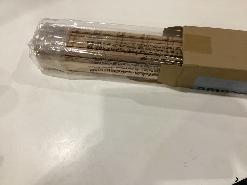 Condition photo showing New/Like New for lazblinds no tools no drill cordless bamboo roman shades, light filtering window treatment, roll up bamboo blinds for windows 27'' w x 48'' h, ceylon light russet light filtering-ceylon light russet 27" w x 48" h
