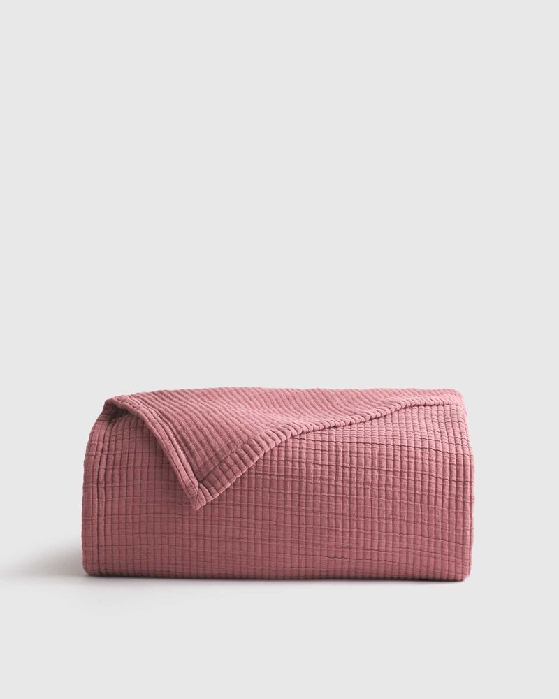 organic ribbed cotton coverlet, king, plum