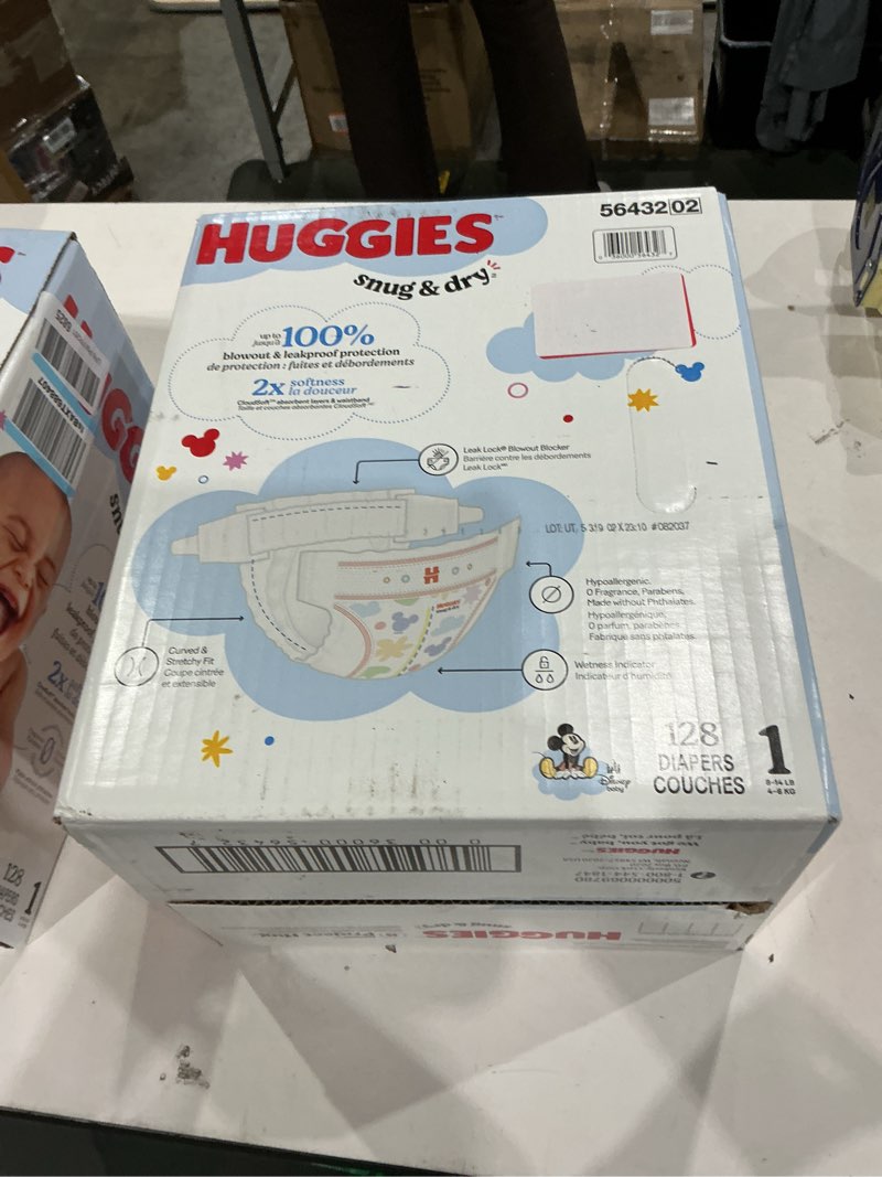 Condition photo showing New/Like New for huggies size 1 diapers, snug & dry newborn diapers, size 1 (8-14 lbs), 128 count, packaging may vary