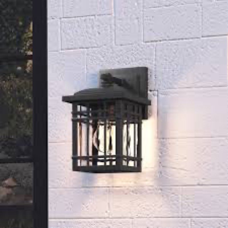 quoizel canyon 9.25-in h matte black outdoor wall light lws3445a