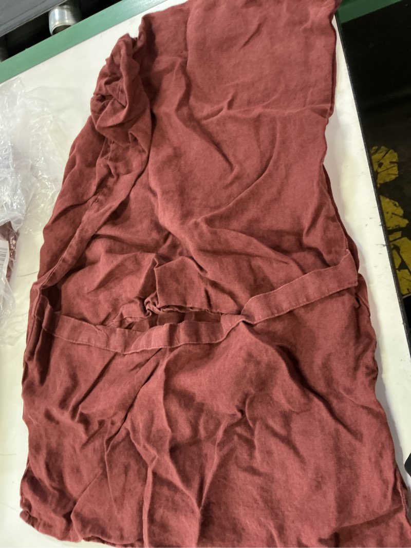 Condition photo showing Good Condition for european linen sham set, standard, burgundy
