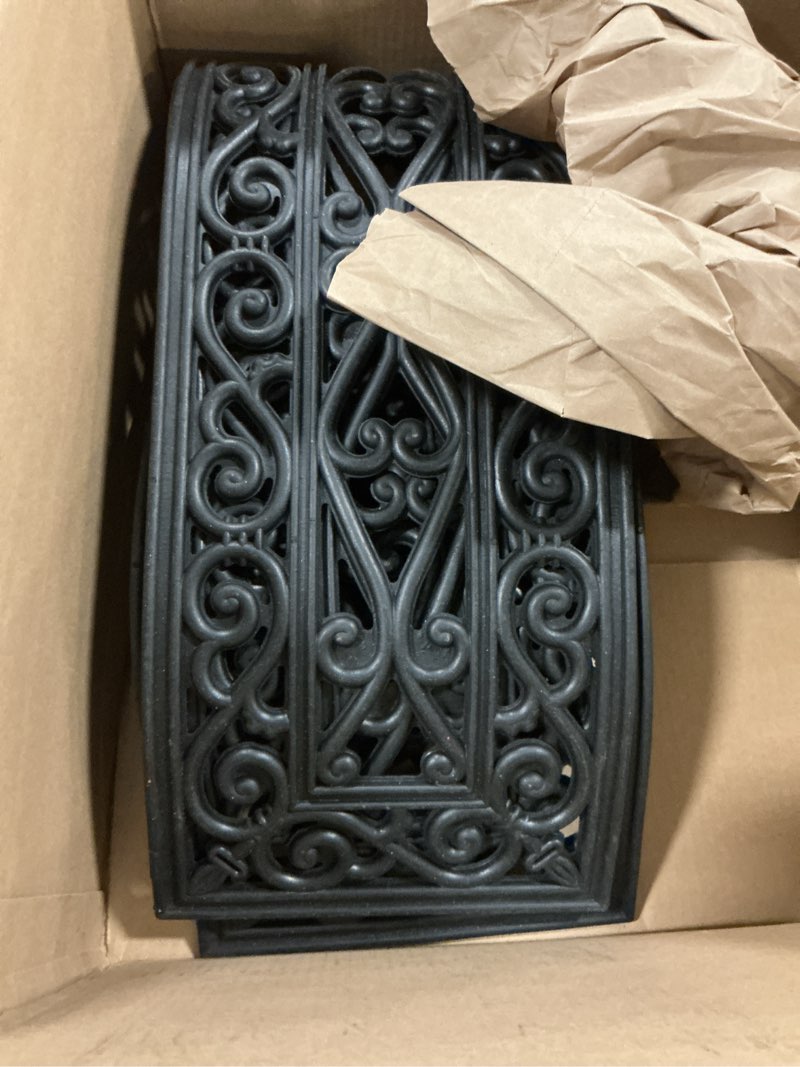 Condition photo showing As Is for Indoor/Outdoor Hose-Wash Iron Wrought Design Non-Slip Rubber 10" x 30" Modern Stair Treads for Stair