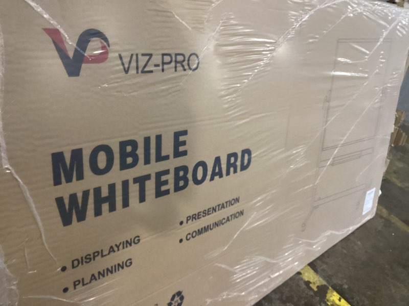 Condition photo showing As Is for VIZ-PRO Double-Sided Magnetic Mobile Whiteboard, 72 x 40 Inches, Black Aluminium Frame and Stand