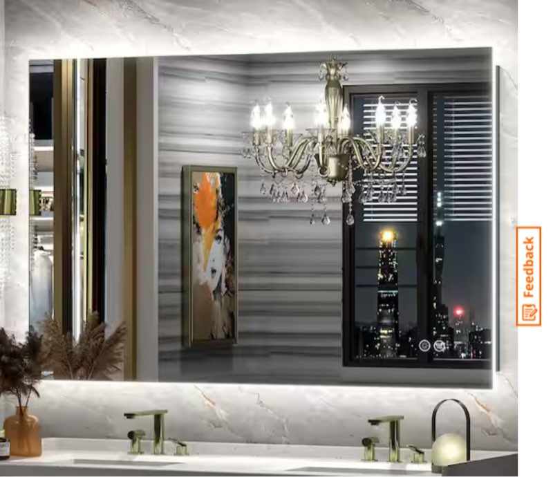48 in. W x 30 in. H Rectangular Frameless Super Bright Backlited LED Anti-Fog Tempered Glass Wall Bathroom Vanity Mirror