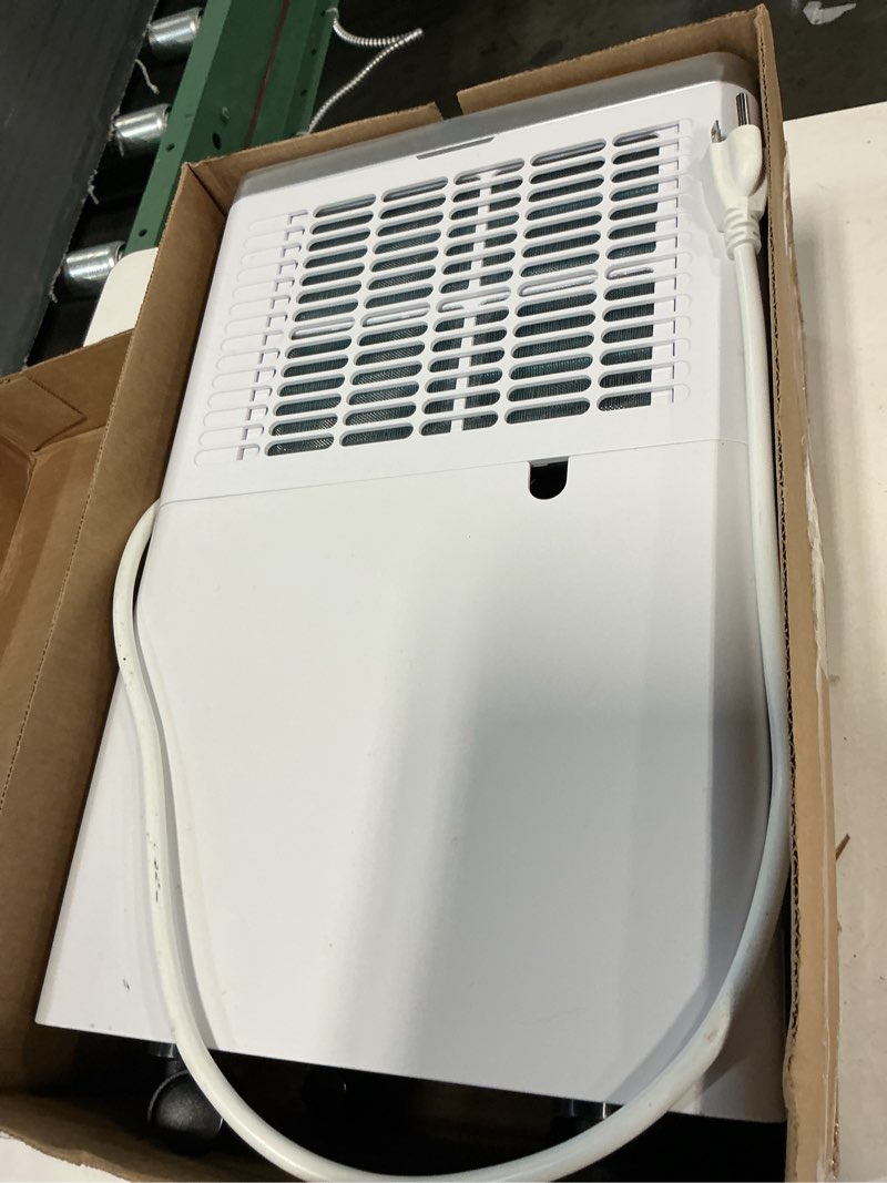 Condition photo showing As Is for asahwo 2500 sq.ft dehumidifier for basement with drain hose max 34 pints, dehumidifiers for home, bathroom, bedroom, 4 pre-set modes, intelligent humidity control, dry clothes quiet operation white