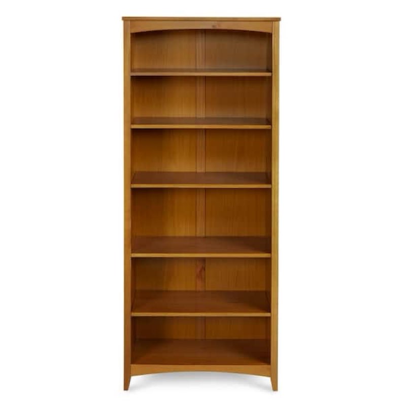 Shaker Style 72 in. Cherry Wood 6-shelf Standard Bookcase with Adjustable Shelves