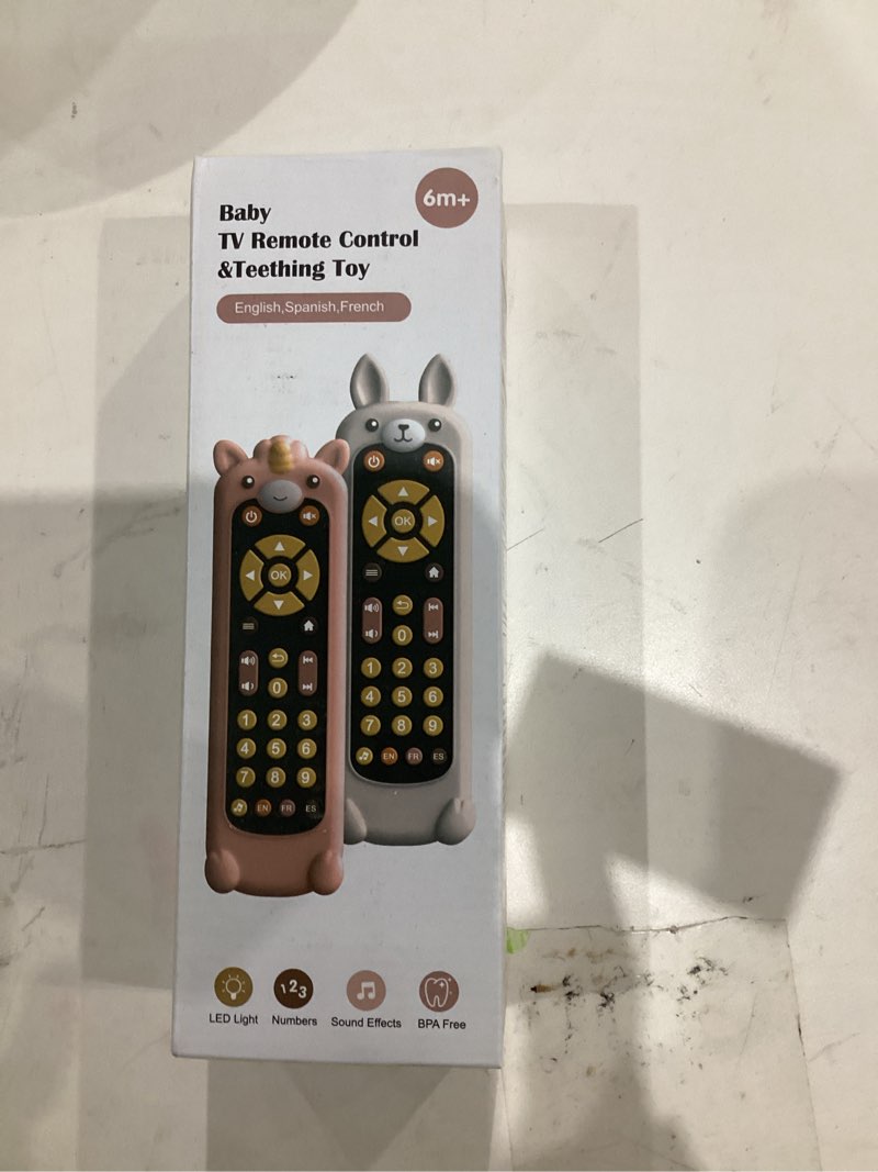 Condition photo showing New/Like New for Nueplay Baby TV Remote Control Toy with Silicone Teether Cover, Toddler Realistic Controller, Early Number Learning in 3 Languages (English, Spanish & French), Preschool Girls Toys 6, 12, 18 Months Silicone Cover+black Remote