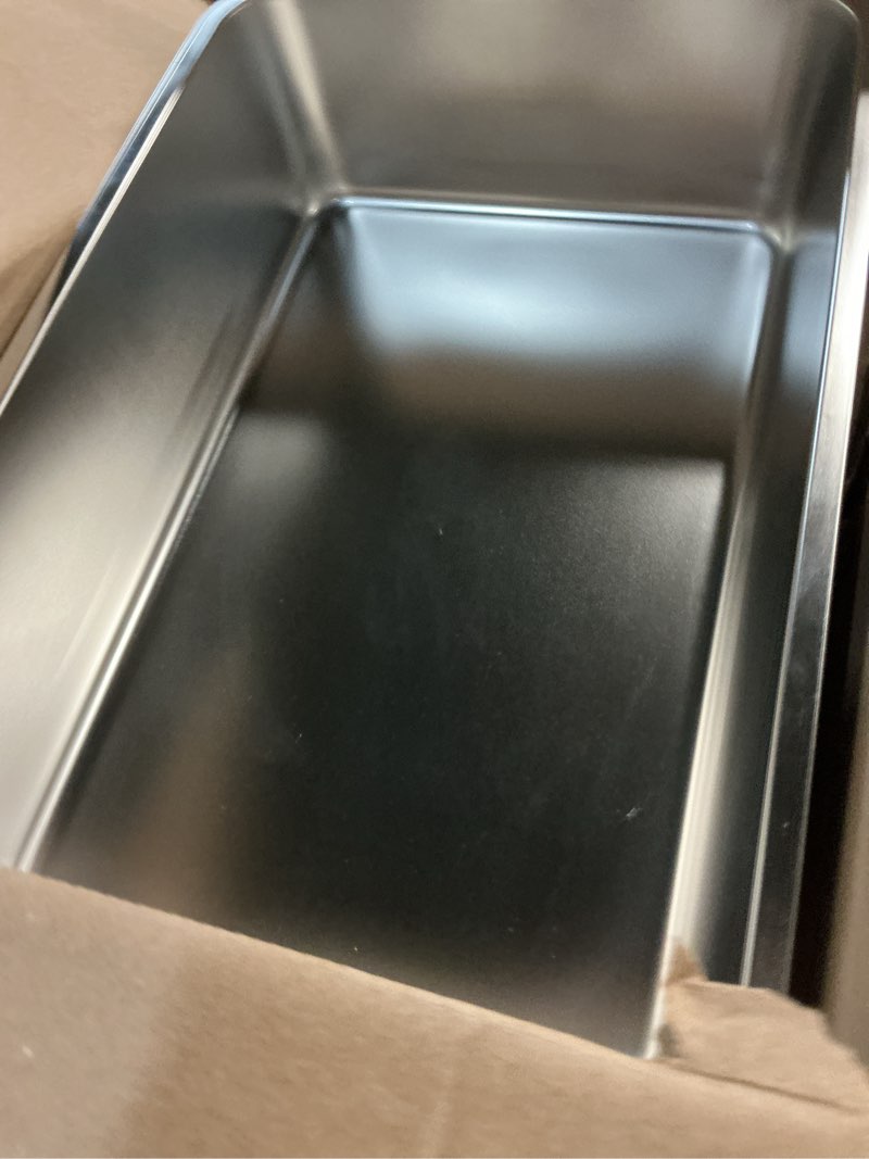 Condition photo showing New/Like New for kirecoo stainless steel cat litter box - metal high sided cat pan, large stainless steel box, indoor litter tray, non stick, no smell, easy to clean, pet toilet supplies for kitten, kitty, rabbit 17.52" l x 13.58" w x 5.9" h