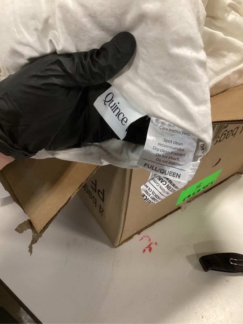 Condition photo showing As Is for lightweight premium down duvet insert, full/queen, down