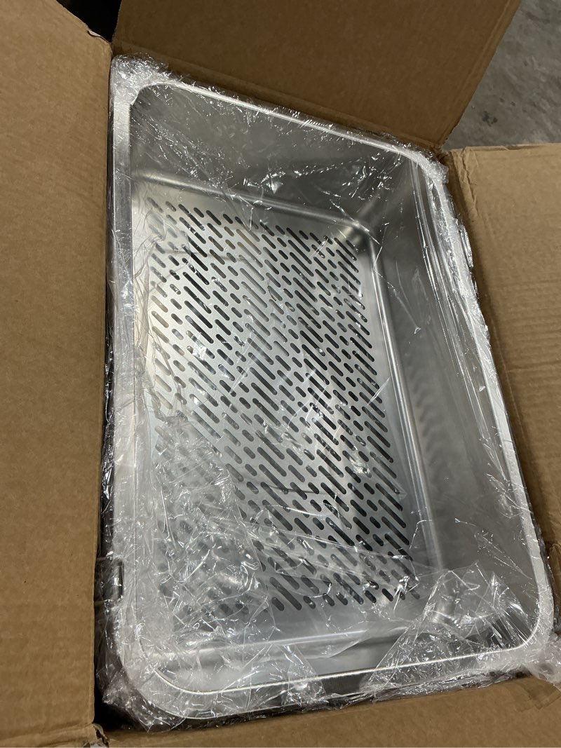 Condition photo showing Good Condition for all stainless steel sifting litter box for pine pellets,sifting cat litter box with lid,high sides metal sifter litter pan system for big cats,odor control,easy to clean m:19.7''l*13.8''w*12''h