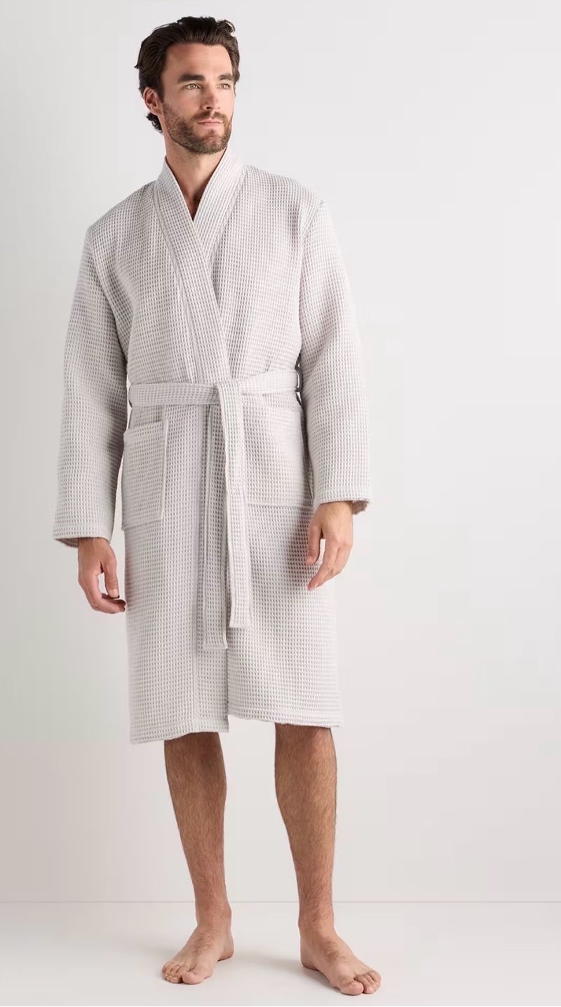 organic turkish waffle robe silver l 
