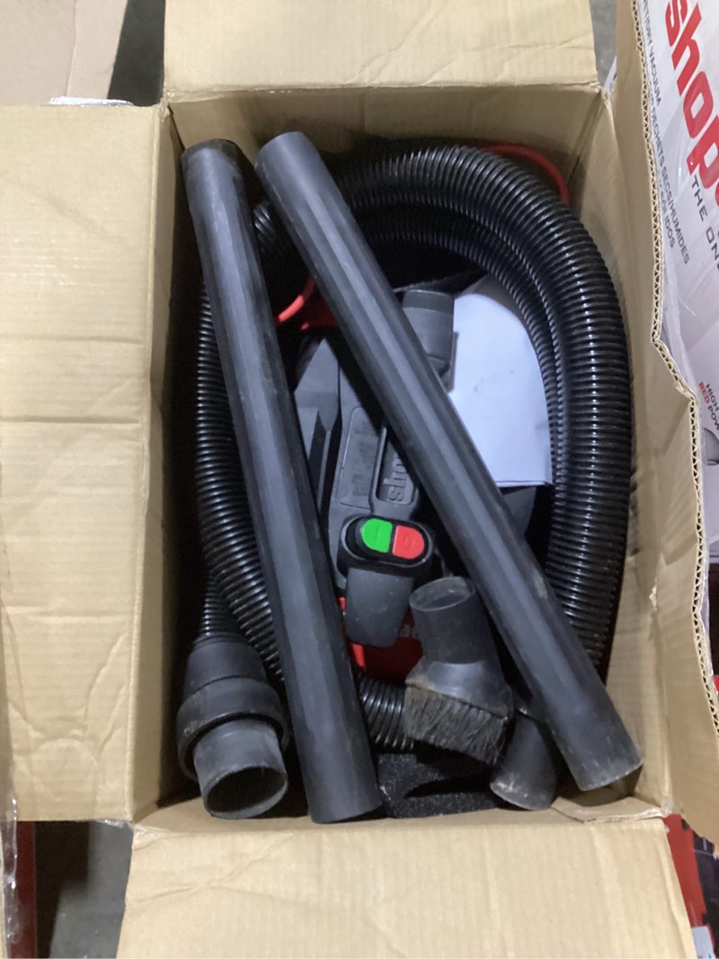 Condition photo showing As Is for shop-vac 4-gallon 6 hp corded wet/dry shop vacuum with accessories included