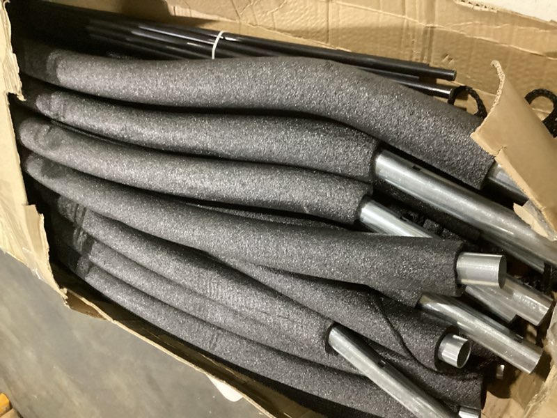 Condition photo showing Good Condition for 14ft 8 pcs trampoline curved poles replacement with enclosure net, trampoline curved pole, plastic t connector, fiberglass rods, mounting hardware, foam padding