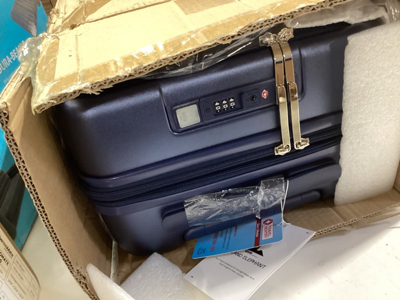 Condition photo showing Good Condition for expandable 20inch carry on luggage airline approved - front pocket travel suitcase 100% pc unbreakable -with cup holder,usb charge,side pothook, 360°spinner wheels, tsa lock-navy blue navy blue 20 inch-ext