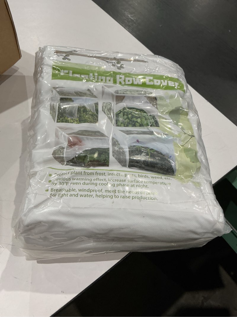 Condition photo showing Good Condition for plant freeze protection cover, 7x100ft frost cloth winter garden blanket, floating row cover for cold weather and shade, perfect for outdoor vegetables, trees, greenhouse