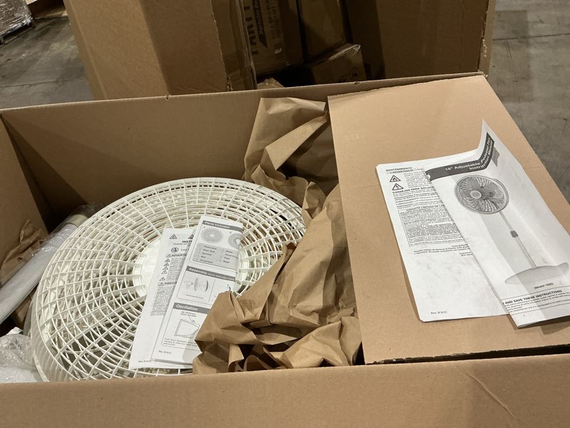 Condition photo showing As Is for lasko cyclone 18" 3-speed adjustable oscillating pedestal fan, white