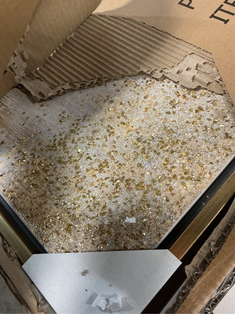 Condition photo showing Good Condition for TRAIN2 ART Abstract Wall Art for Living Room Gold Modern Canvas Wall Paintings Abstract Artwork Large Painting for Bedroom Home Office Wall Decor 20"x40" with Framed Gold and Grey 1 20x40