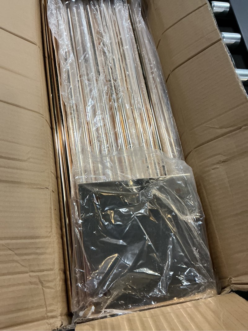 Condition photo showing Good Condition for 10 Pcs Wedding Flower Stand Metal Vase Stand with Plates Gold Floor Metal Column Gold Rectangular 7.87" x 7.8 7"x 31.5" Flower Display Stands Table Flower Stands for Wedding Party Events Table Decor (31.5 inch Tall)