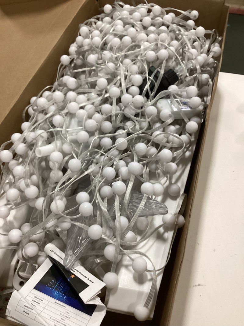 Condition photo showing As Is for Ryhpez 12 ft Smart Christmas Cone Tree, Outdoor Christmas Tree Lights with Remote APP Control, 622 LED RGB Color Changing DIY Light Show, Music Sync for Xmas Decorations RGB (Red, Green, Blue)